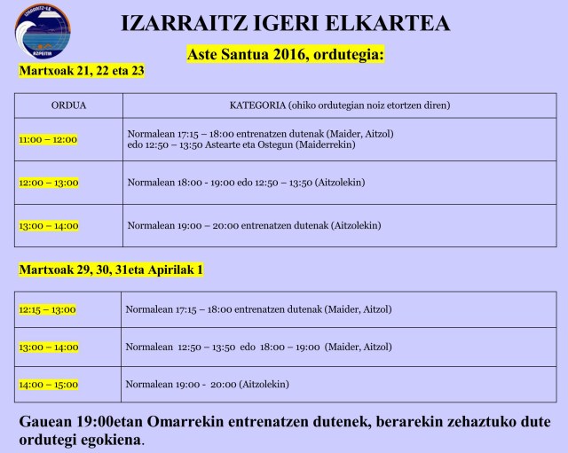Ordutegia Aste Santuak 2016